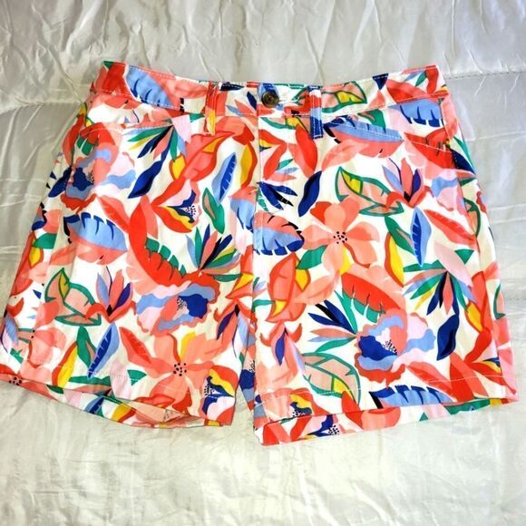 St.Johns Bay Colorful Tropical Chino Shorts Size 4 - Picture 2 of 7